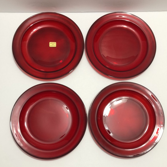 Arcorco France Ruby Red Set Of Four Salad Plates - Picture 4 of 10